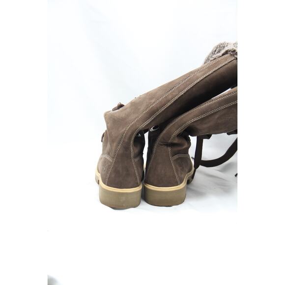 Timberland Knee High Boots Womens Size 7 Brown Suede Fur Lace Up Tall Winter - Picture 2 of 7